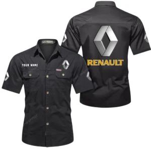 Renault Short Sleeved Shirt, All Over Print Button Shirt CAR444052625829 - Black