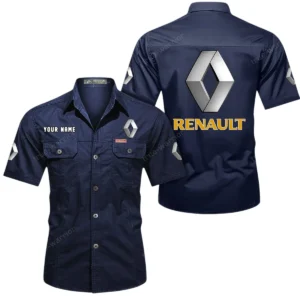Renault Short Sleeved Shirt, All Over Print Button Shirt CAR444052625829 - Dark Blue