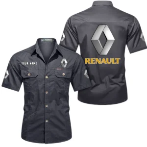 Renault Short Sleeved Shirt, All Over Print Button Shirt CAR444052625829 - Gray