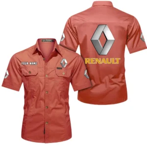 Renault Short Sleeved Shirt, All Over Print Button Shirt CAR444052625829 - Red