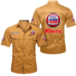 Fantic Motorcycles Short Sleeved Shirt, All Over Print Button Shirt CAR444052625830 - Turmeric