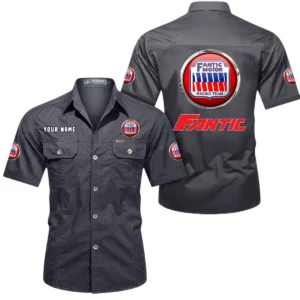 Fantic Motorcycles Short Sleeved Shirt, All Over Print Button Shirt CAR444052625830 - Gray