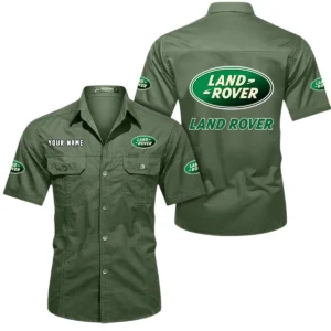 Land Rover Short Sleeved Shirt, All Over Print Button Shirt CAR444052625831 - Army Green