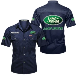 Land Rover Short Sleeved Shirt, All Over Print Button Shirt CAR444052625831 - Dark Blue