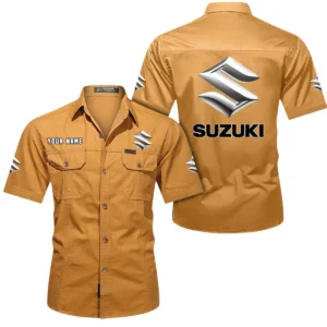 Suzuki Short Sleeved Shirt, All Over Print Button Shirt CAR444052625832 - Turmeric