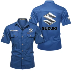 Suzuki Short Sleeved Shirt, All Over Print Button Shirt CAR444052625832 - Cowboy Blue