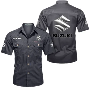Suzuki Short Sleeved Shirt, All Over Print Button Shirt CAR444052625832 - Gray