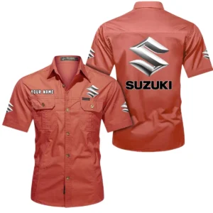 Suzuki Short Sleeved Shirt, All Over Print Button Shirt CAR444052625832 - Red