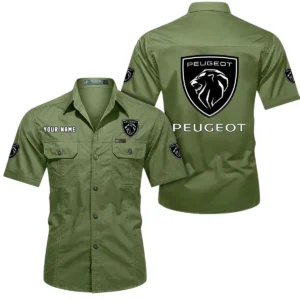 Peugeot Short Sleeved Shirt, All Over Print Button Shirt CAR444052625833 - Fruit Green