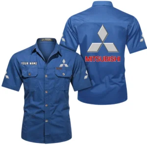 Mitsubishi Short Sleeved Shirt, All Over Print Button Shirt CAR444052625834 - Cowboy Blue