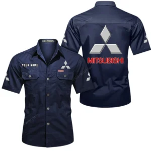 Mitsubishi Short Sleeved Shirt, All Over Print Button Shirt CAR444052625834 - Dark Blue