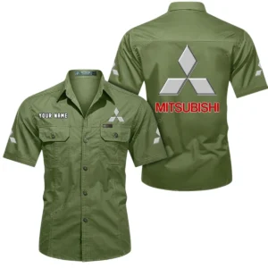 Mitsubishi Short Sleeved Shirt, All Over Print Button Shirt CAR444052625834 - Fruit Green