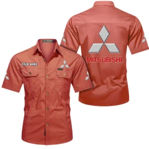 Mitsubishi Short Sleeved Shirt, All Over Print Button Shirt CAR444052625834 - Red