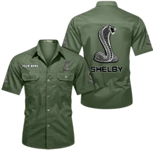 Ford Shelby Short Sleeved Shirt, All Over Print Button Shirt CAR444052625835 - Army Green