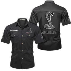 Ford Shelby Short Sleeved Shirt, All Over Print Button Shirt CAR444052625835 - Black