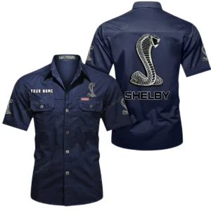Ford Shelby Short Sleeved Shirt, All Over Print Button Shirt CAR444052625835 - Dark Blue