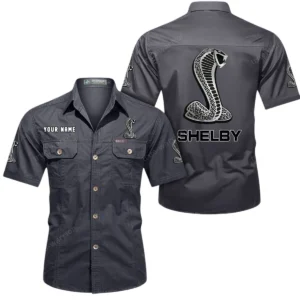Ford Shelby Short Sleeved Shirt, All Over Print Button Shirt CAR444052625835 - Gray