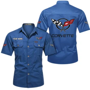 Corvette C5 Short Sleeved Shirt, All Over Print Button Shirt CAR444052625836 - Cowboy Blue