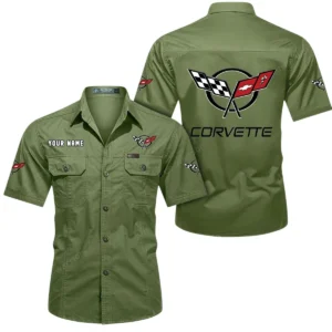 Corvette C5 Short Sleeved Shirt, All Over Print Button Shirt CAR444052625836 - Fruit Green