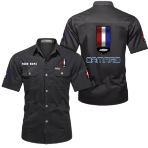 Chevrolet Camaro Short Sleeved Shirt, All Over Print Button Shirt CAR444052625838 - Black