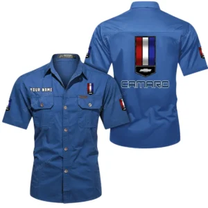 Chevrolet Camaro Short Sleeved Shirt, All Over Print Button Shirt CAR444052625838 - Cowboy Blue