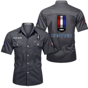 Chevrolet Camaro Short Sleeved Shirt, All Over Print Button Shirt CAR444052625838 - Gray