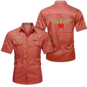 Moto Morini Short Sleeved Shirt, All Over Print Button Shirt CAR444052625839 - Red