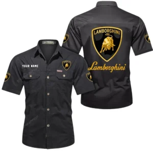 Lamborghini Short Sleeved Shirt, All Over Print Button Shirt CAR444052625840 - Black