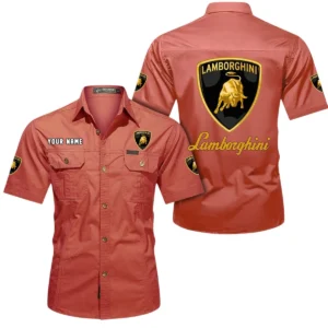 Lamborghini Short Sleeved Shirt, All Over Print Button Shirt CAR444052625840 - Red