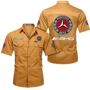 Mercedes AMG Short Sleeved Shirt, All Over Print Button Shirt CAR444052625841 - Turmeric