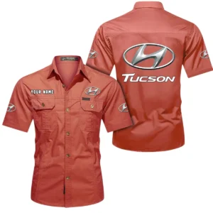 Hyundai Tucson Short Sleeved Shirt, All Over Print Button Shirt CAR444052625842 - Red