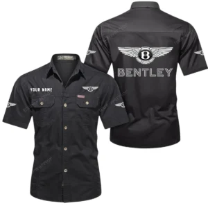 Bentley Short Sleeved Shirt, All Over Print Button Shirt CAR444052625843 - Black