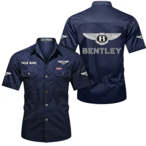 Bentley Short Sleeved Shirt, All Over Print Button Shirt CAR444052625843 - Dark Blue