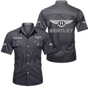 Bentley Short Sleeved Shirt, All Over Print Button Shirt CAR444052625843 - Gray