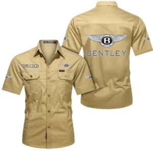 Bentley Short Sleeved Shirt, All Over Print Button Shirt CAR444052625843 - Khaki