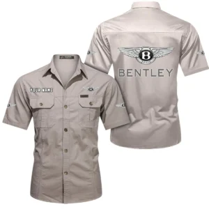 Bentley Short Sleeved Shirt, All Over Print Button Shirt CAR444052625843 - Beige