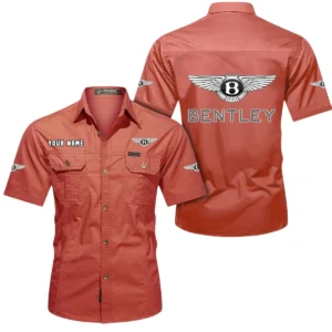 Bentley Short Sleeved Shirt, All Over Print Button Shirt CAR444052625843 - Red