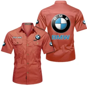 BMW Car Short Sleeved Shirt, All Over Print Button Shirt CAR444052625848 - Red