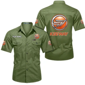 Keeway Motorcycles Short Sleeved Shirt, All Over Print Button Shirt CAR444052625850 - Fruit Green