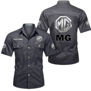 MG Car Short Sleeved Shirt, All Over Print Button Shirt CAR444052625851 - Gray