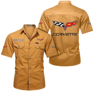 Corvette C6 Short Sleeved Shirt, All Over Print Button Shirt CAR444052625856 - Turmeric