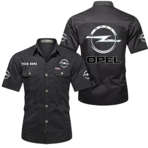 Opel Short Sleeved Shirt, All Over Print Button Shirt CAR444052625859 - Black