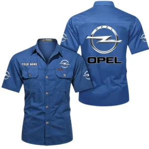 Opel Short Sleeved Shirt, All Over Print Button Shirt CAR444052625859 - Cowboy Blue