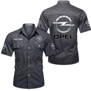 Opel Short Sleeved Shirt, All Over Print Button Shirt CAR444052625859 - Gray