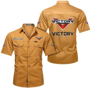 Victory Motorcycles Short Sleeved Shirt, All Over Print Button Shirt CAR444052625863 - Turmeric