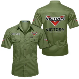 Victory Motorcycles Short Sleeved Shirt, All Over Print Button Shirt CAR444052625863 - Fruit Green