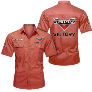 Victory Motorcycles Short Sleeved Shirt, All Over Print Button Shirt CAR444052625863 - Red