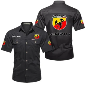 Abarth Short Sleeved Shirt, All Over Print Button Shirt CAR444052625866 - Black