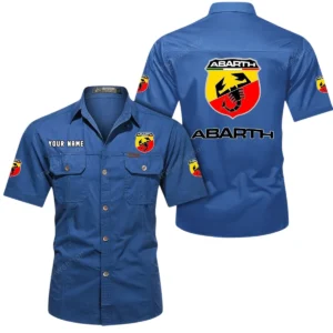 Abarth Short Sleeved Shirt, All Over Print Button Shirt CAR444052625866 - Cowboy Blue