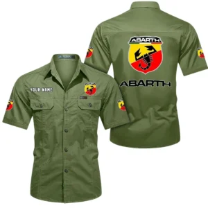 Abarth Short Sleeved Shirt, All Over Print Button Shirt CAR444052625866 - Fruit Green